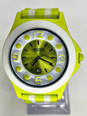 Men’s * CRAYO  *^* Carnival Band   ^^^ Watch w/Date Lime/White Green ***